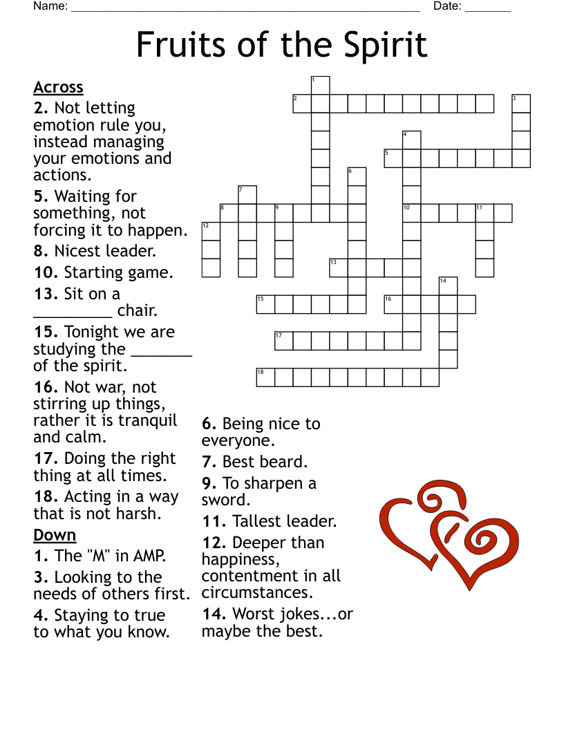 Fruits Of The Spirit Crossword WordMint Fruits Of The Spirit Crossword WordMint