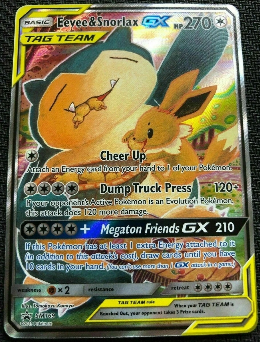 FULL ART Eevee Snorlax GX ULTRA RARE SM Tag Team Up SM169 Pokemon TCG Promo LP EBay