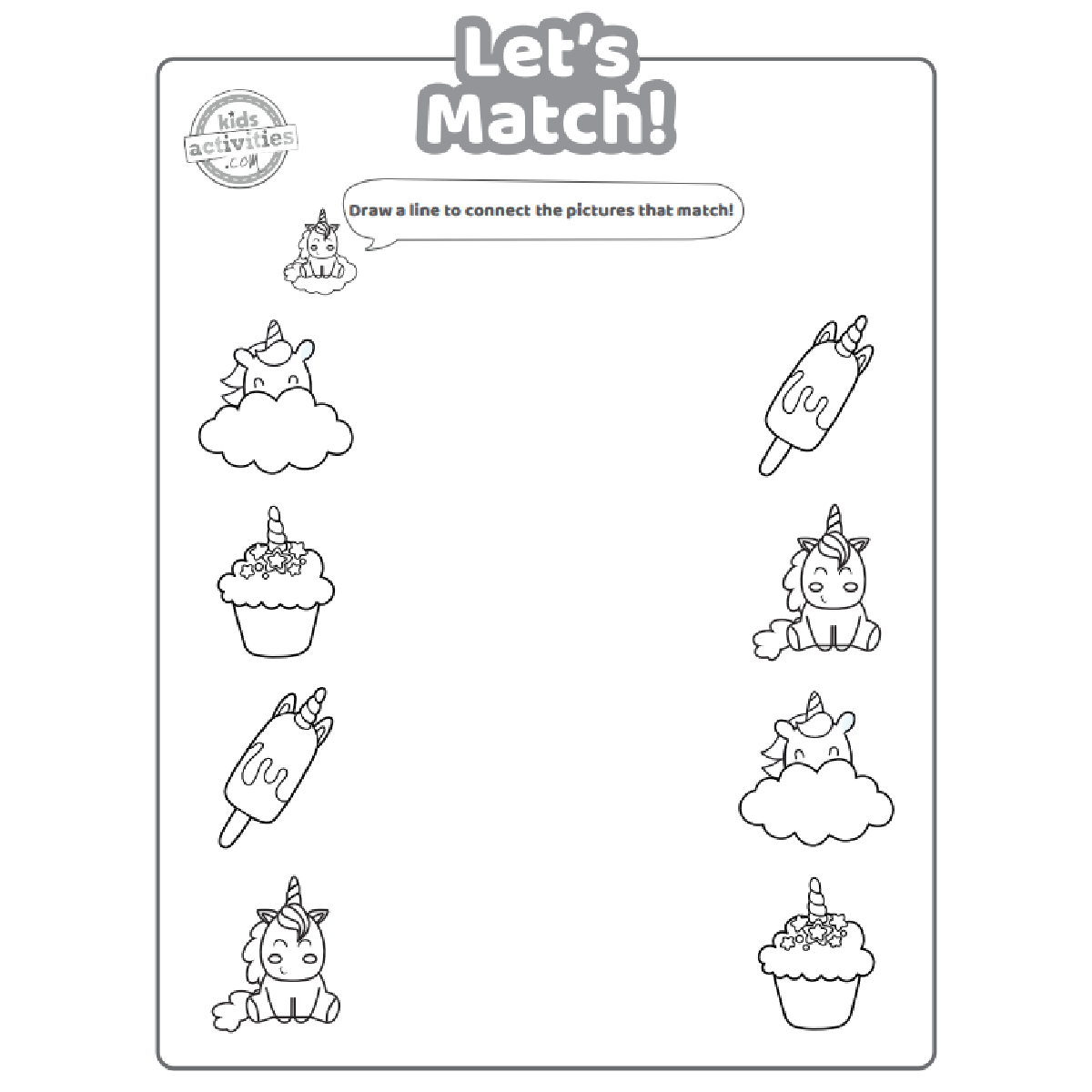 Fun Printable Unicorn Matching Worksheet For Preschoolers Kids Activities Blog Fun Printable Unicorn Matching Worksheet For Preschoolers Kids Activities Blog