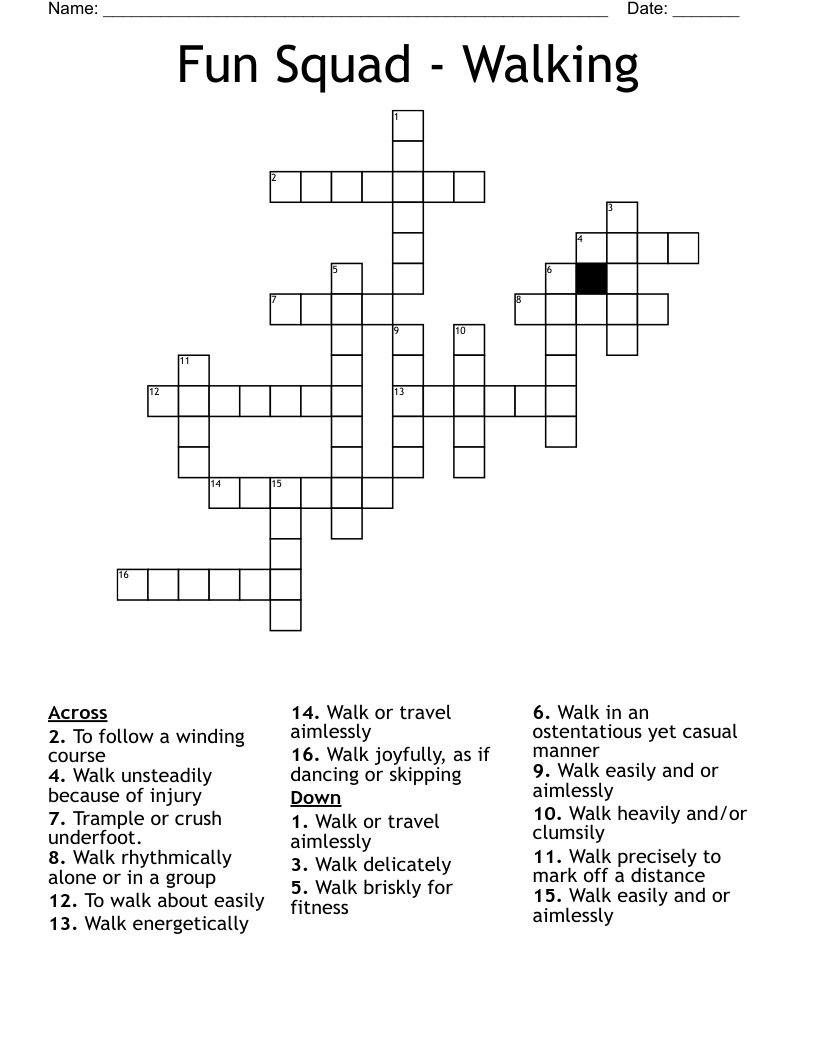 Fun Squad Walking Crossword WordMint Fun Squad Walking Crossword WordMint