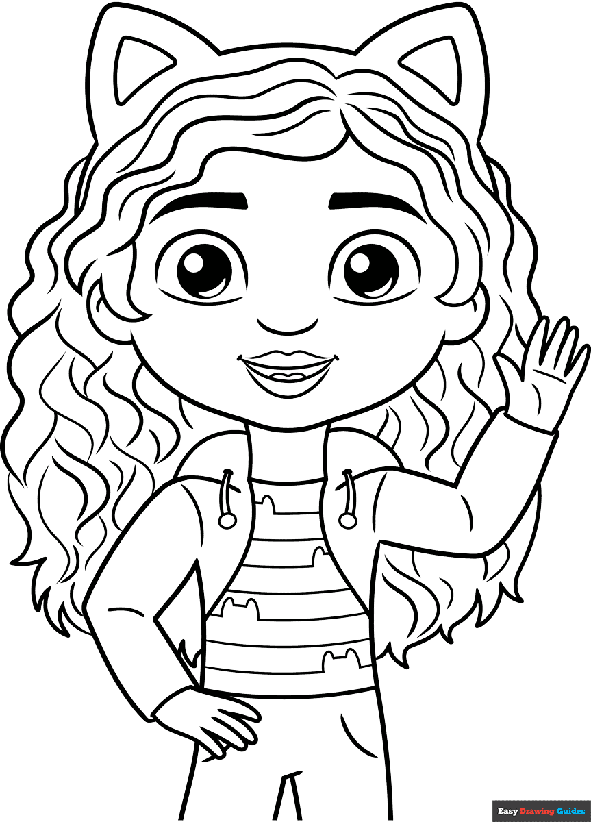 Gabby From Gabby s Dollhouse Coloring Page Easy Drawing Guides