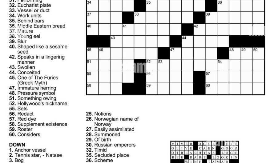 Earthy Pigment Crossword Puzzle Clue