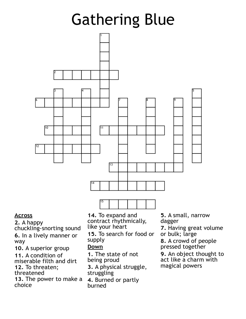Gathering Blue Crossword WordMint Gathering Blue Crossword WordMint