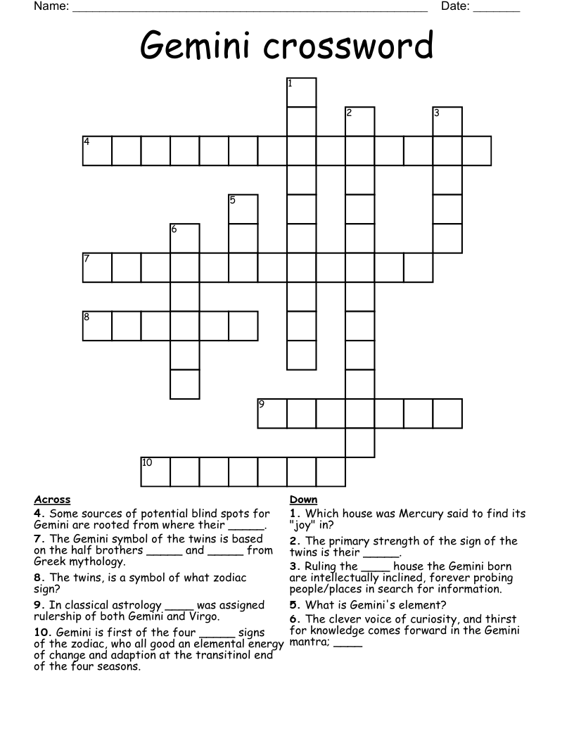 Gemini Crossword WordMint Gemini Crossword WordMint