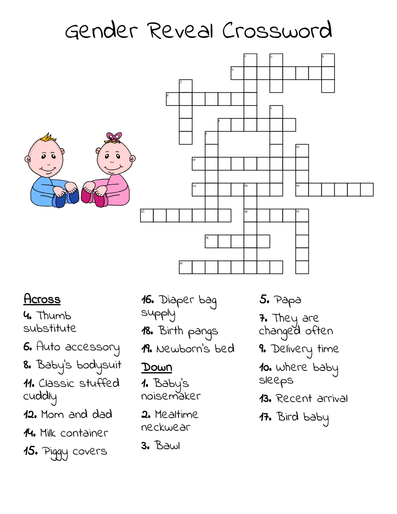 Gender Reveal Crossword WordMint Gender Reveal Crossword WordMint
