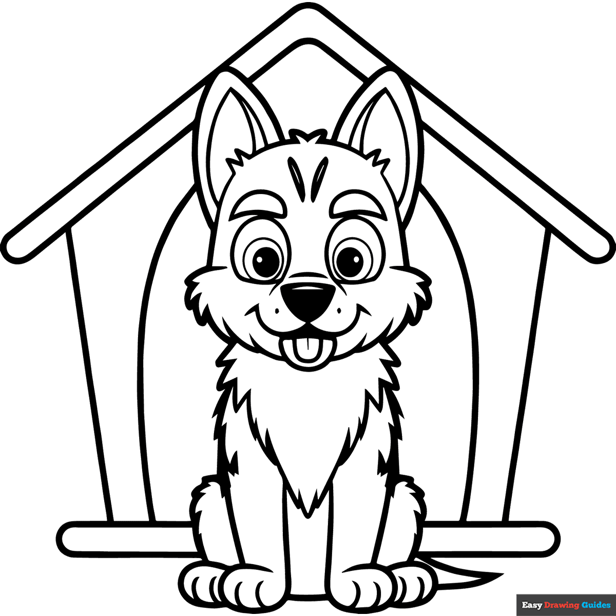German Shepherd Puppy Doghouse Coloring Page Easy Drawing Guides German Shepherd Puppy Doghouse Coloring Page Easy Drawing Guides