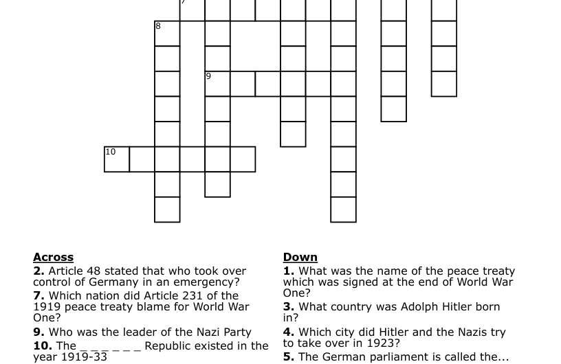 Crossword German Article