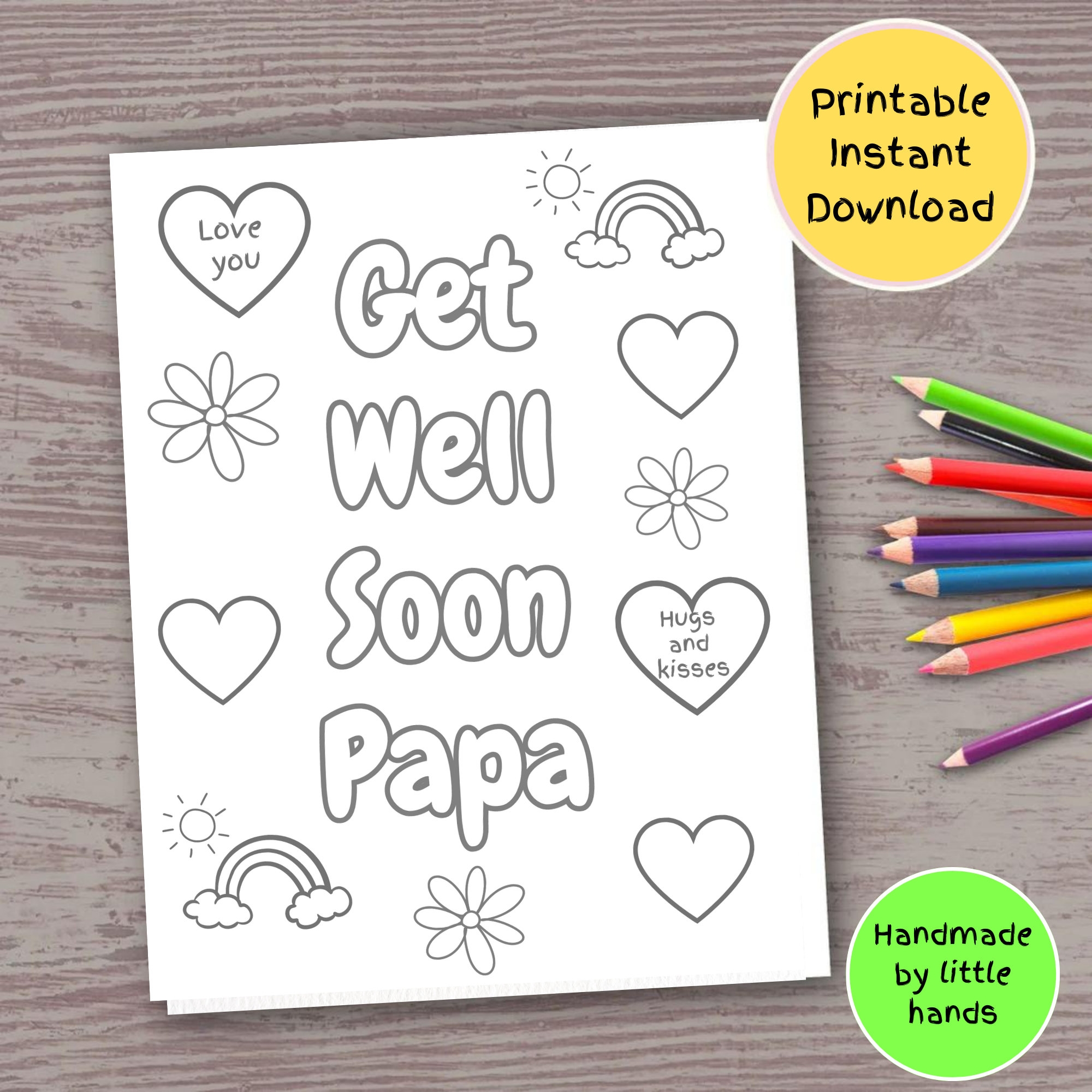 Get Well Soon Papa Coloring Page Kids Printable Card digital Download Etsy Get Well Soon Papa Coloring Page Kids Printable Card digital Download Etsy