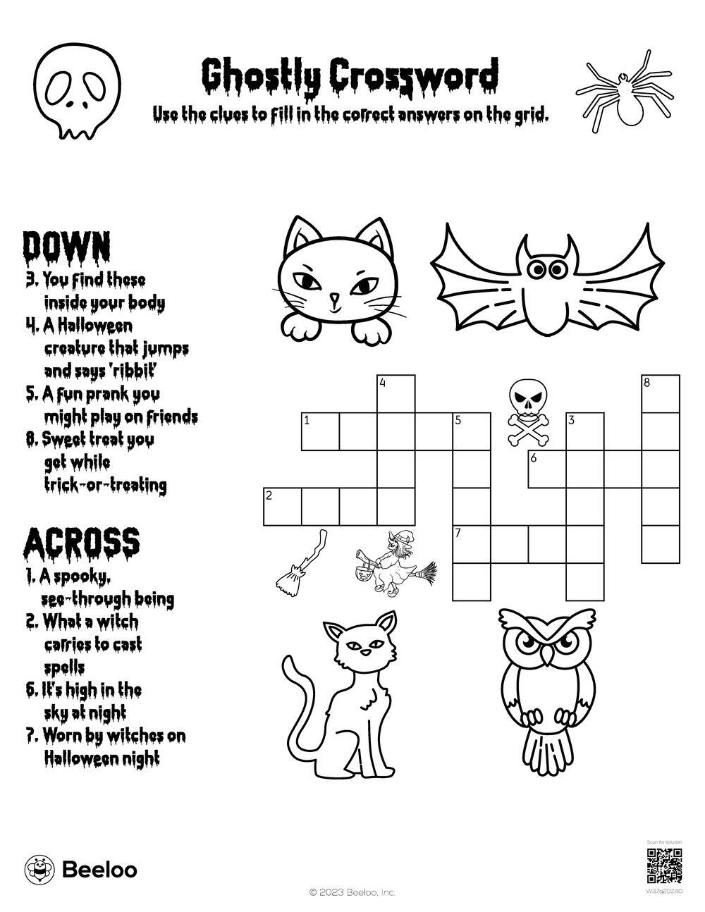 Ghostly Crossword Beeloo Printable Crafts And Activities For Kids Ghostly Crossword Beeloo Printable Crafts And Activities For Kids