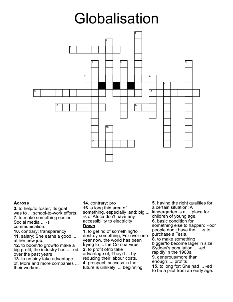 Globalisation Crossword WordMint Globalisation Crossword WordMint