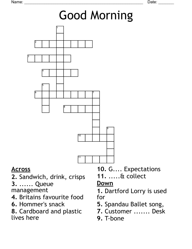 Good Morning Crossword WordMint Good Morning Crossword WordMint