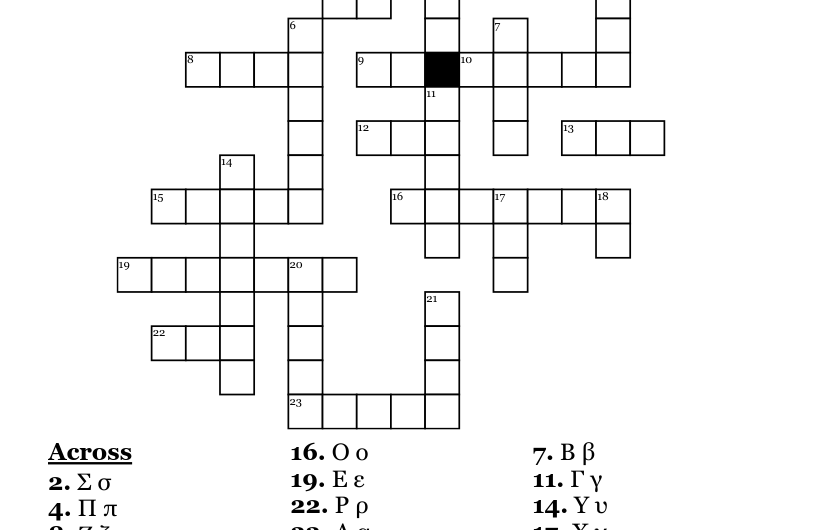 Greek Letter Crossword Clue