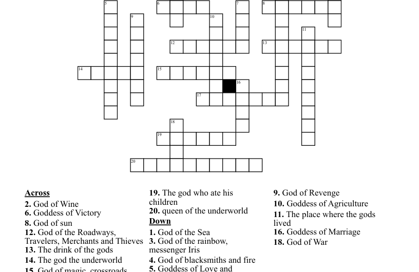Crossword Clue Dawn Goddess