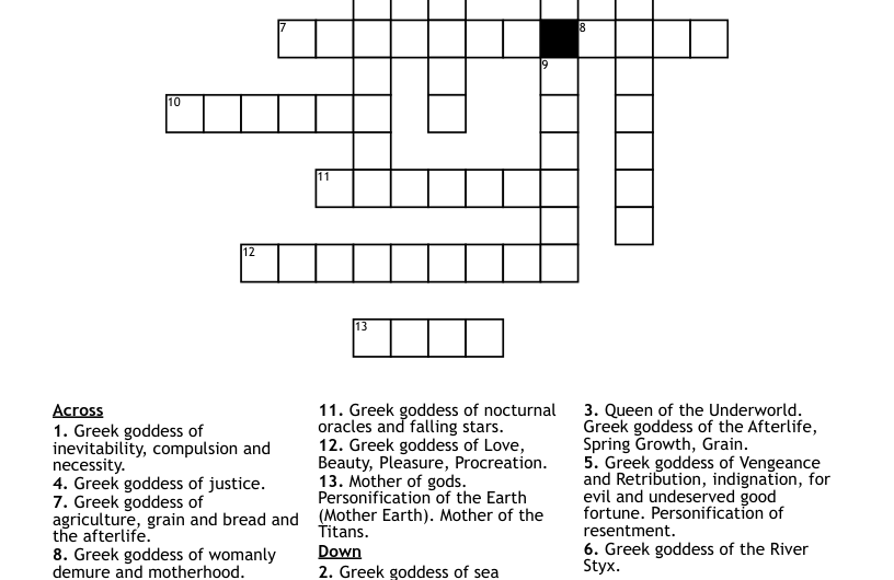 Earth Goddess Crossword Clue