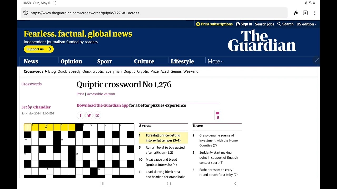 Guardian Quiptic Crossword No 1 276 YouTube