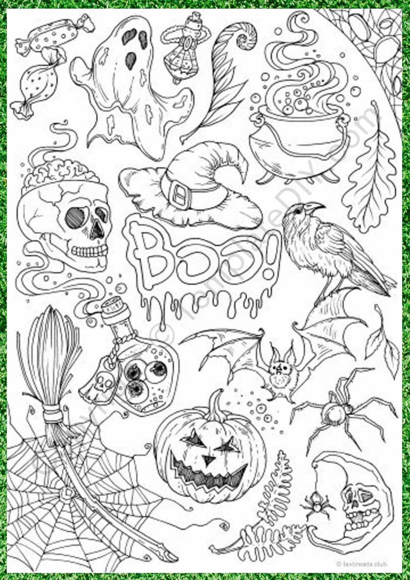 Halloween Coloring Pages For Adults Printable Template PDF Halloween Coloring Pages For Adults Printable Template PDF