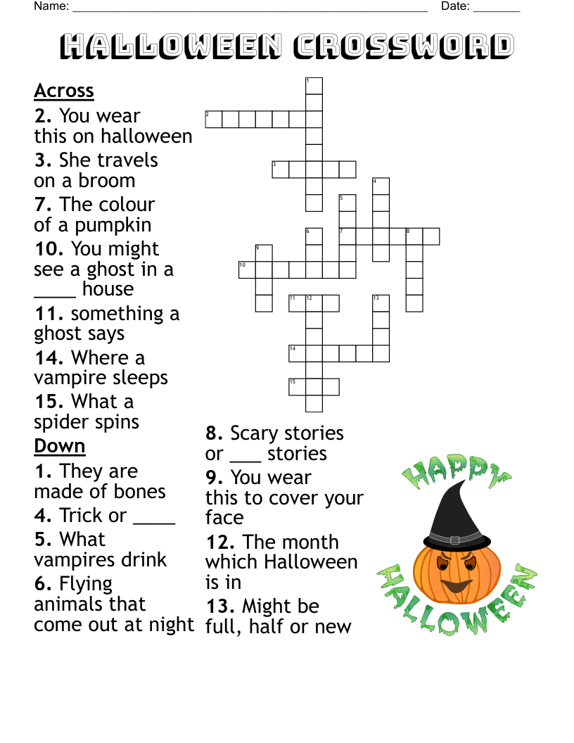 Halloween Crossword Puzzle WordMint Halloween Crossword Puzzle WordMint