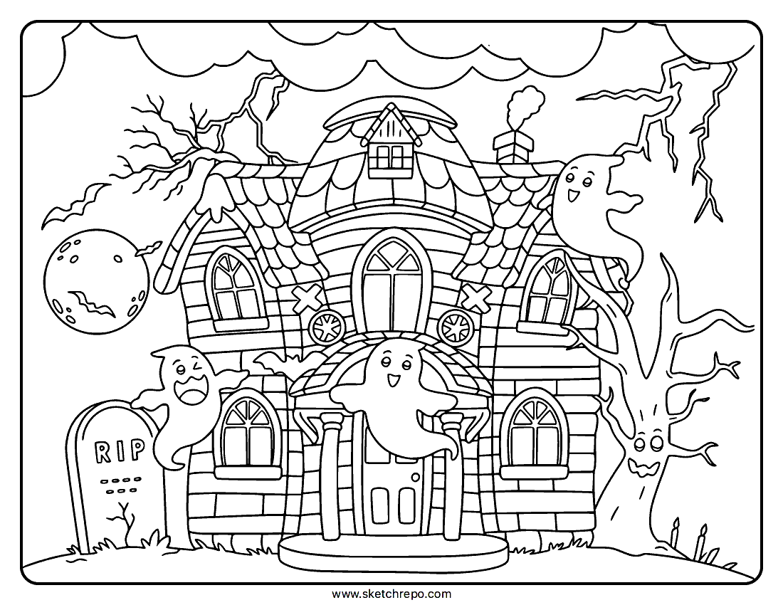 haunted house color sheet haunted house color sheet
