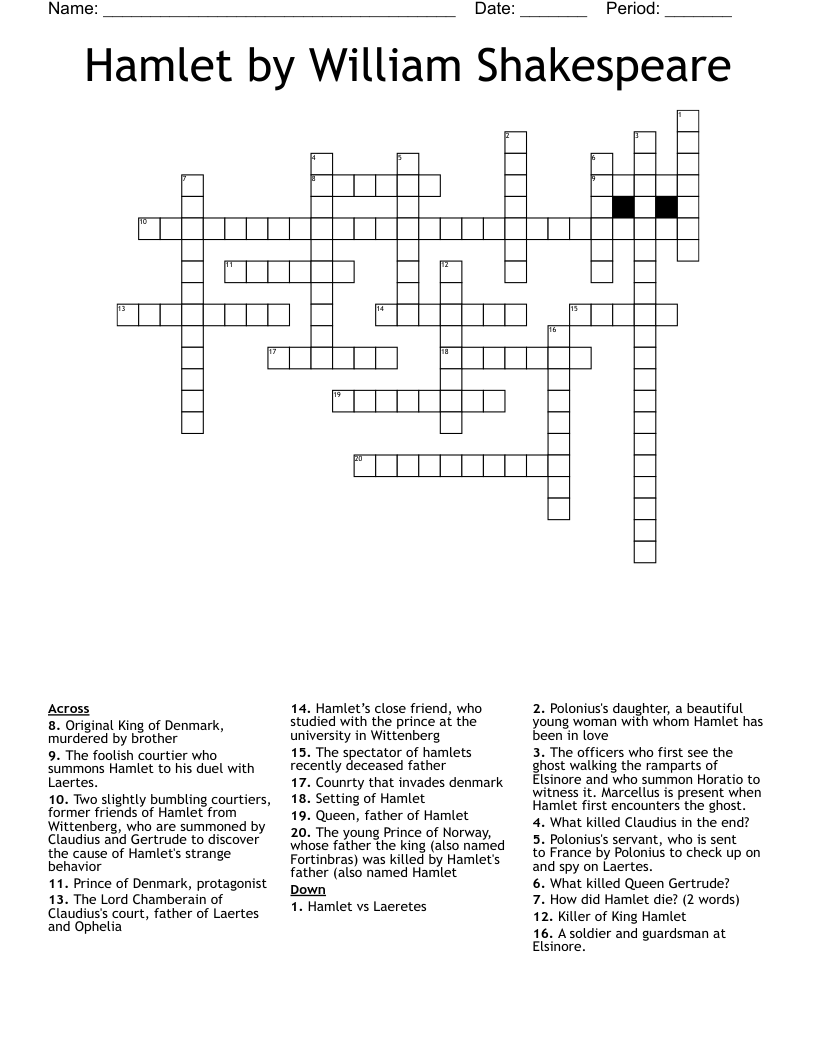 Hamlet Crossword WordMint Hamlet Crossword WordMint