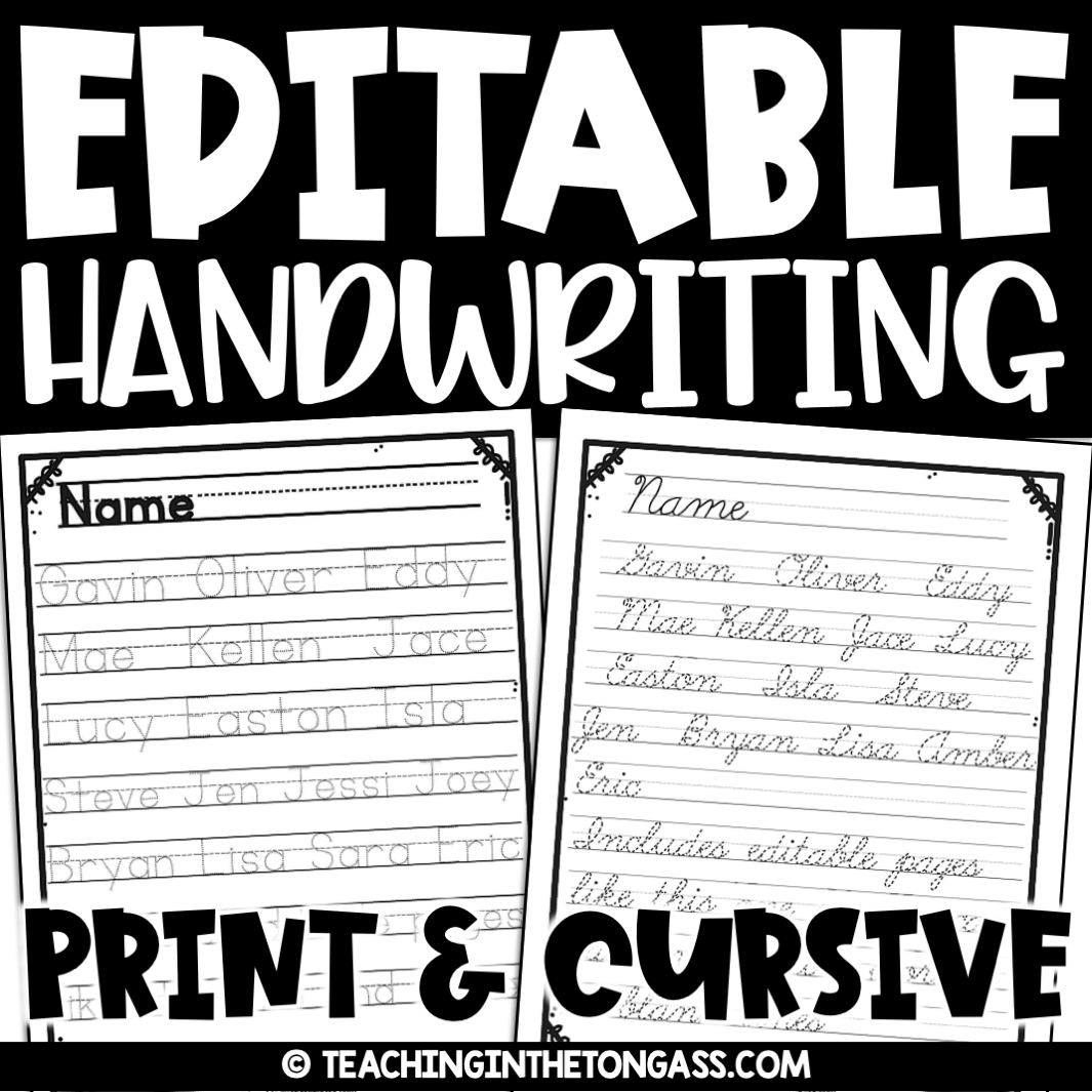 Handwriting Practice Print Cursive EDITABLE Worksheets Teaching In The Tongass Handwriting Practice Print Cursive EDITABLE Worksheets Teaching In The Tongass