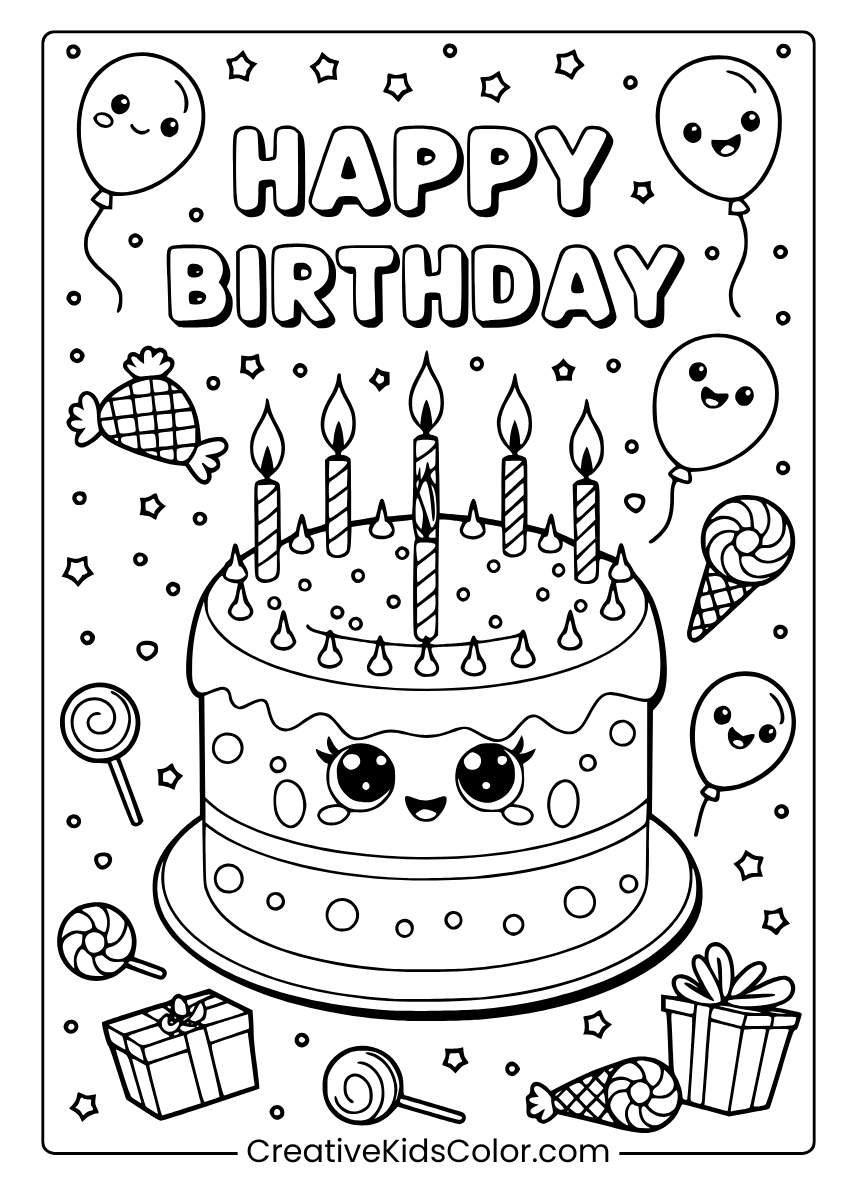 coloring pages of a birthday cake coloring pages of a birthday cake