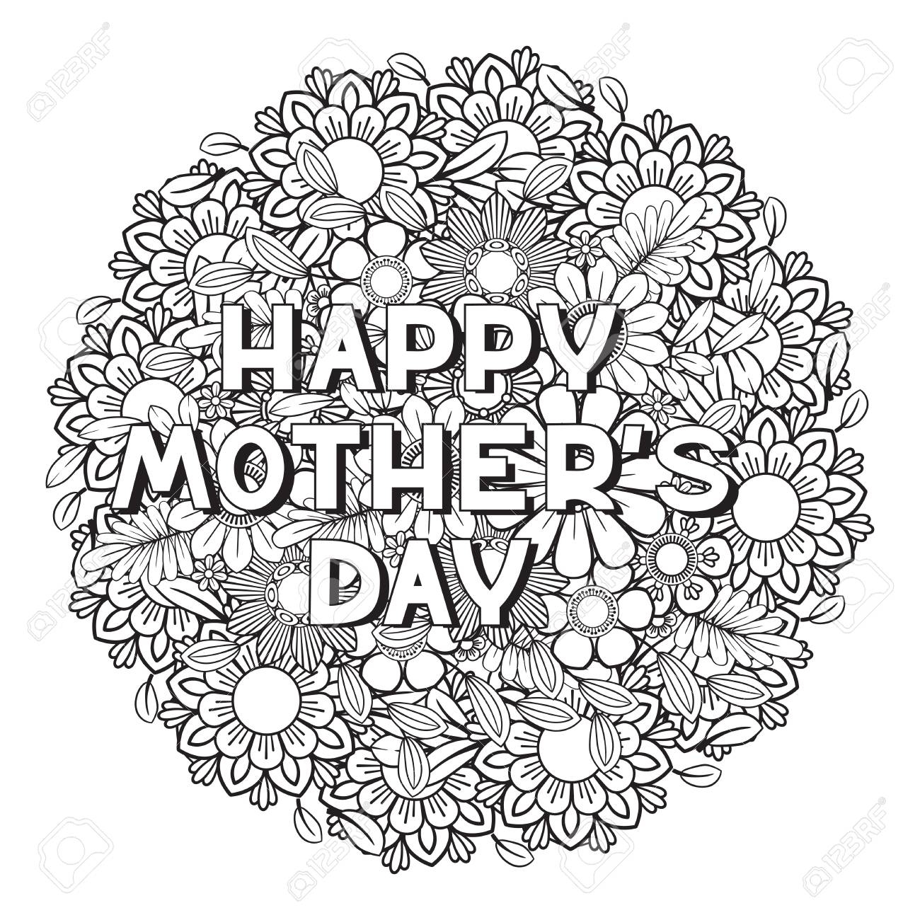 Happy Mother s Day Coloring Page For Adult Coloring Book Black And White Vector Illustration Isolated On White Background Royalty Free SVG Cliparts Vectors And Stock Illustration Image 126779255 Happy Mother s Day Coloring Page For Adult Coloring Book Black And White Vector Illustration Isolated On White Background Royalty Free SVG Cliparts Vectors And Stock Illustration Image 126779255