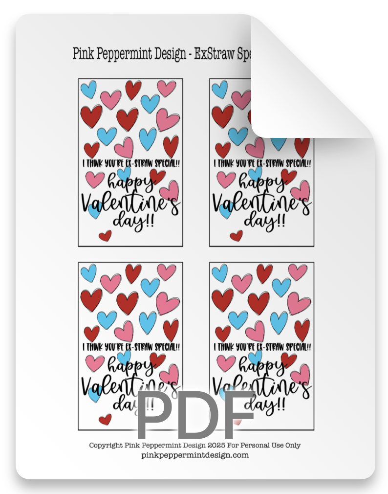 Happy Valentine s Day Printable Ex Straw Special Pink Peppermint Design Happy Valentine s Day Printable Ex Straw Special Pink Peppermint Design