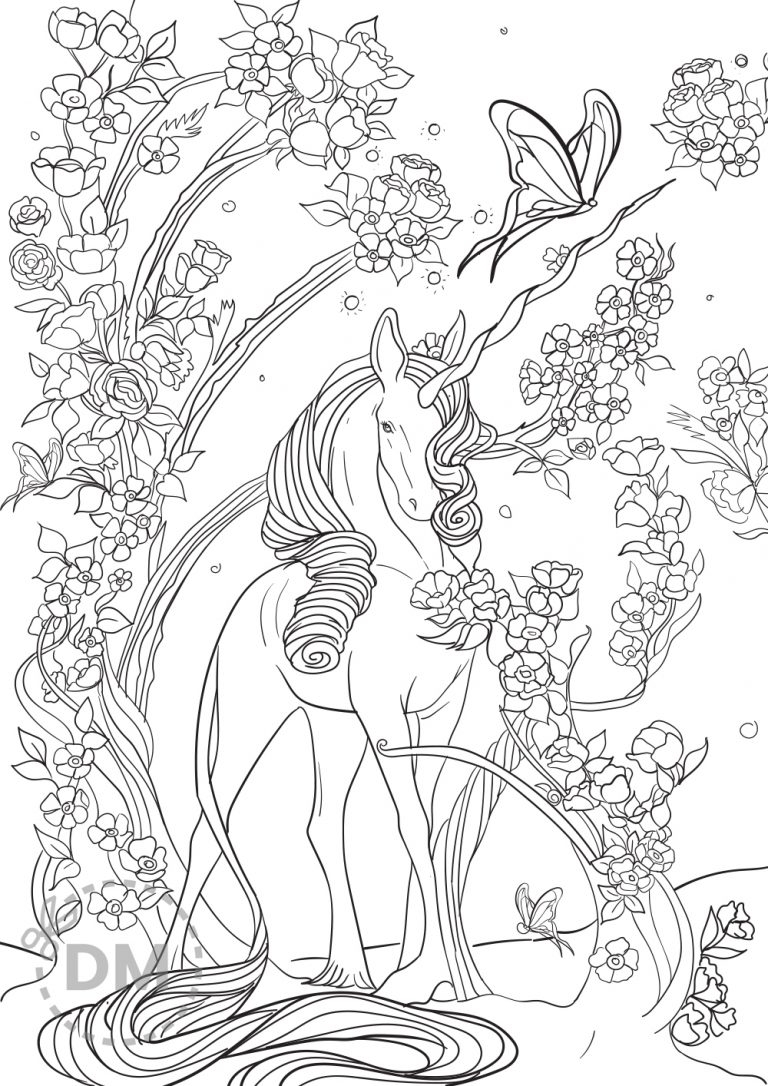 Hard Unicorn Coloring Page For Adults And Teens Diy magazine