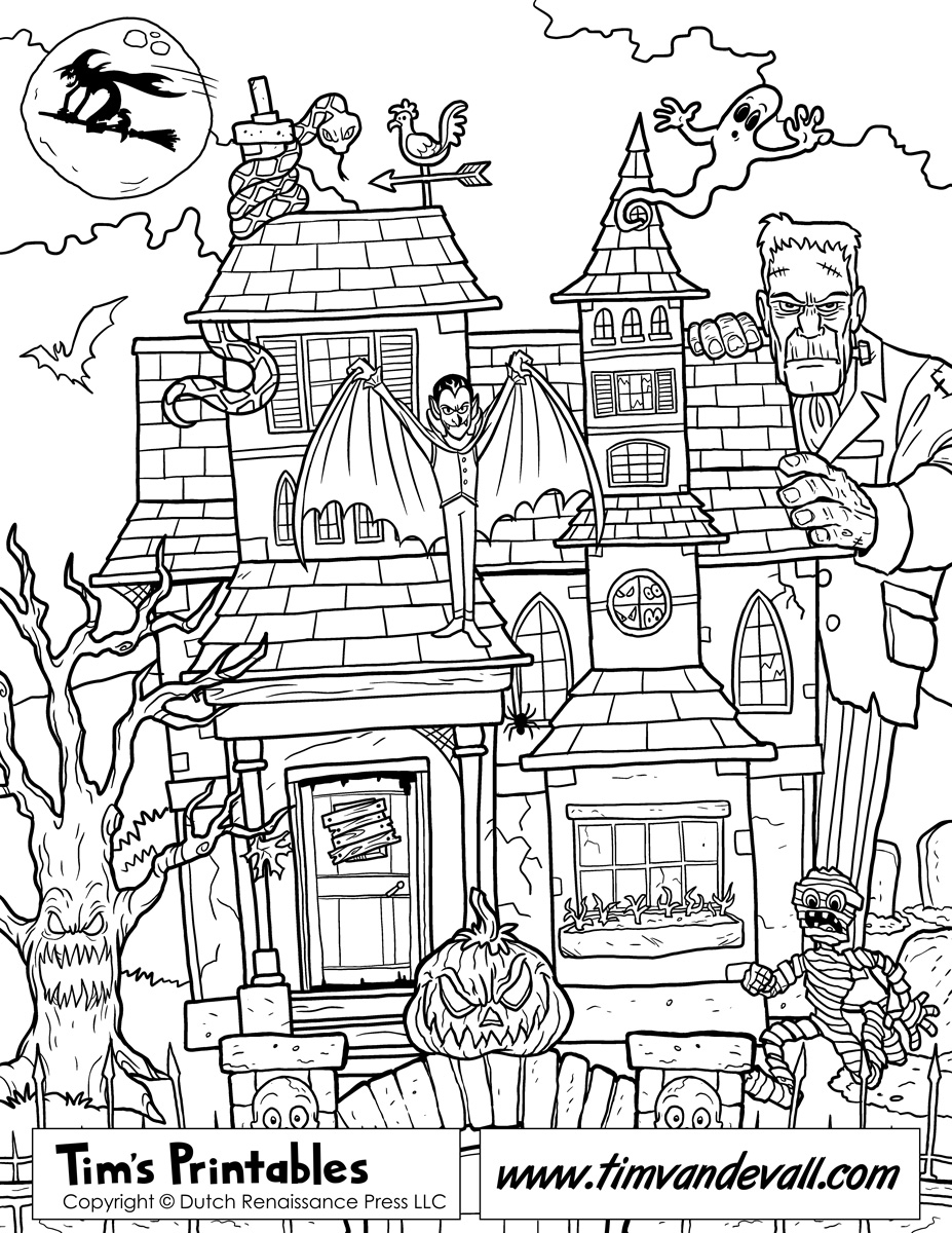 Haunted House Coloring Page Tim s Printables Haunted House Coloring Page Tim s Printables
