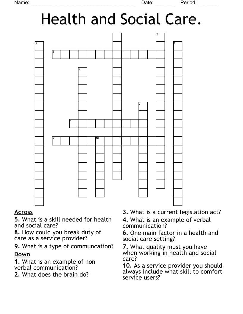 Health And Social Care Crossword WordMint Health And Social Care Crossword WordMint