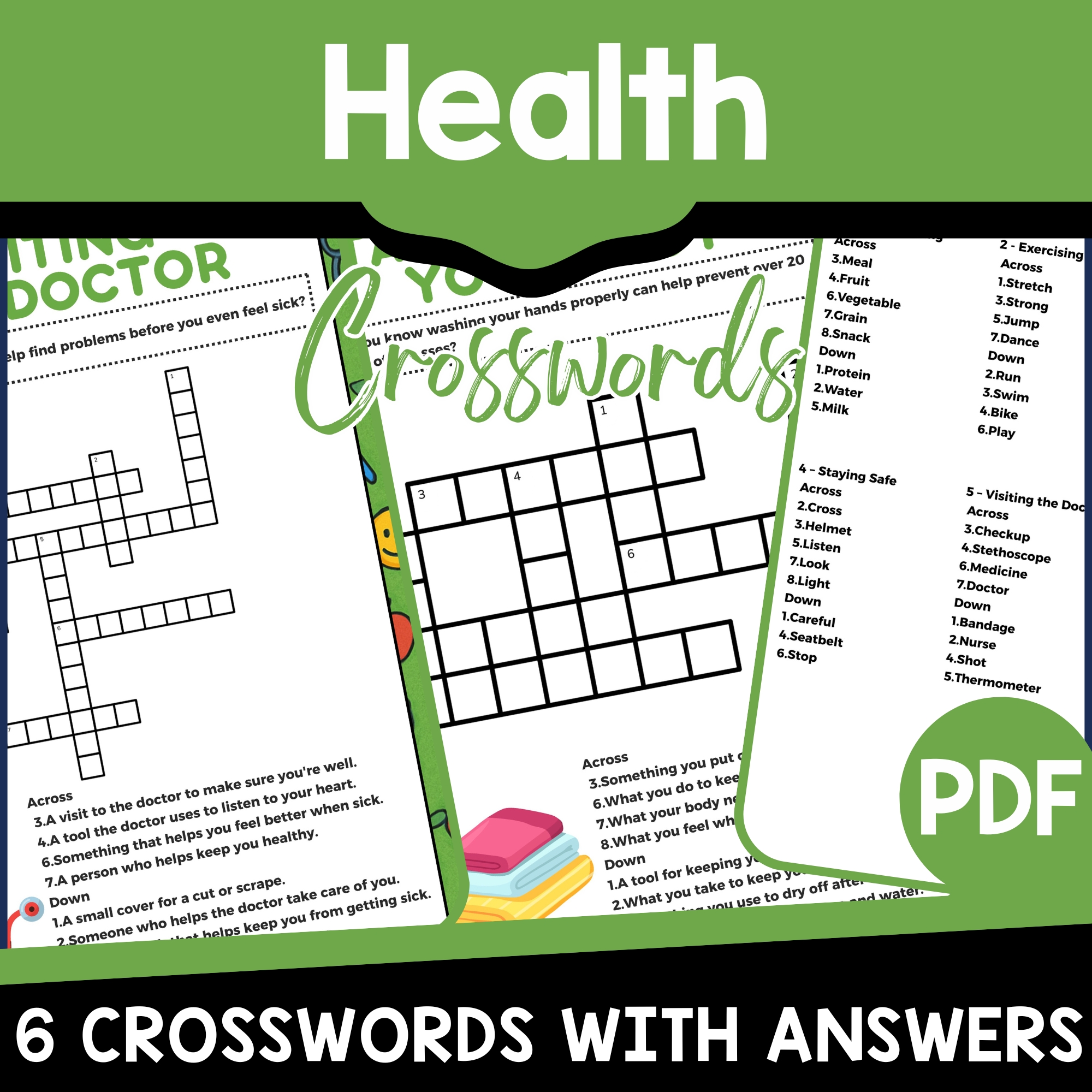 Health Crosswords PDF By Teach Simple