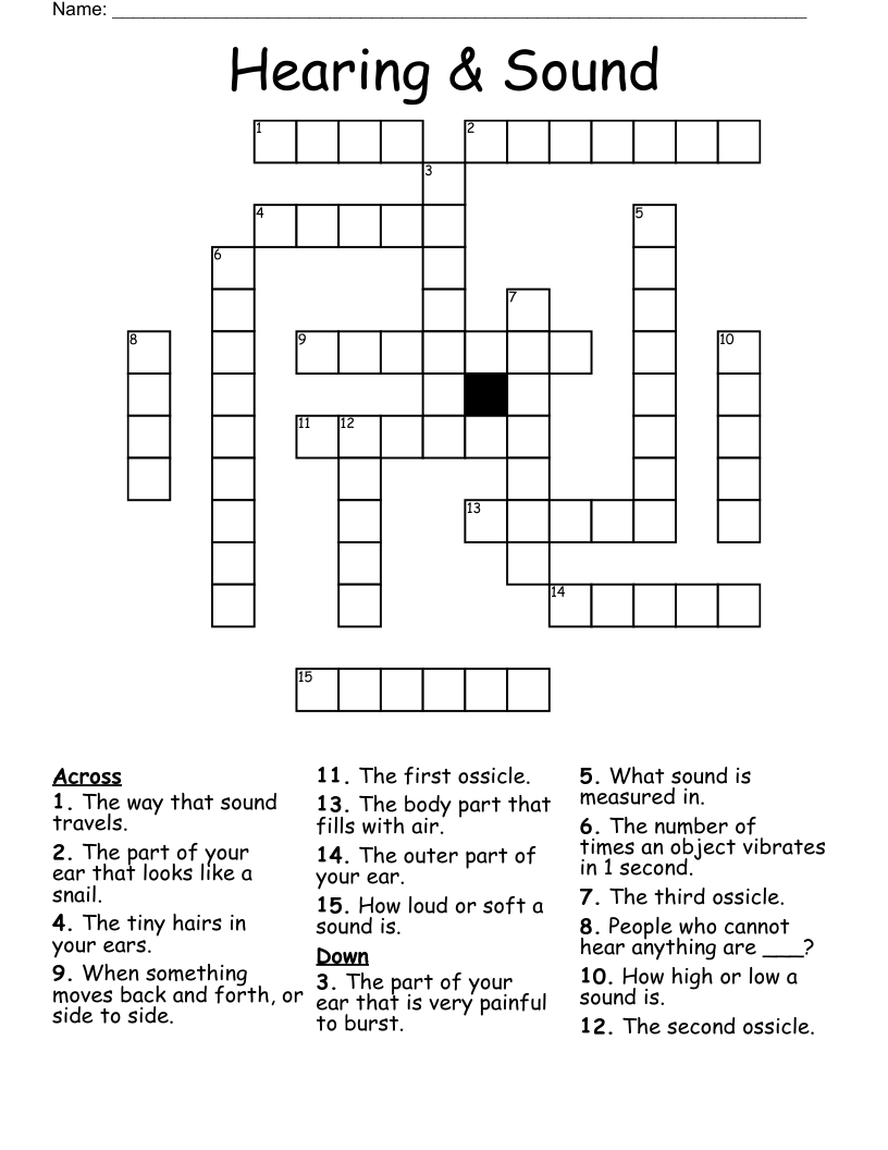 Hearing Sound Crossword WordMint Hearing Sound Crossword WordMint