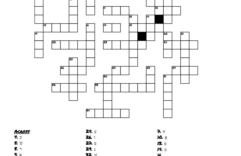 Hebrew Letter Crossword Clue