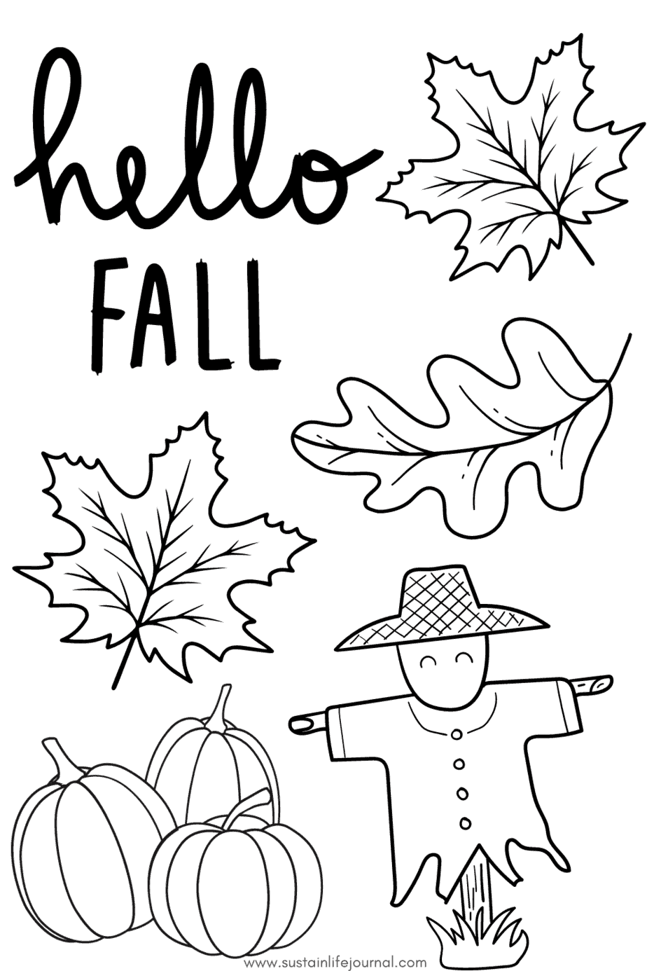 Hello Fall Printable Coloring Page Sustain Life Journal Hello Fall Printable Coloring Page Sustain Life Journal