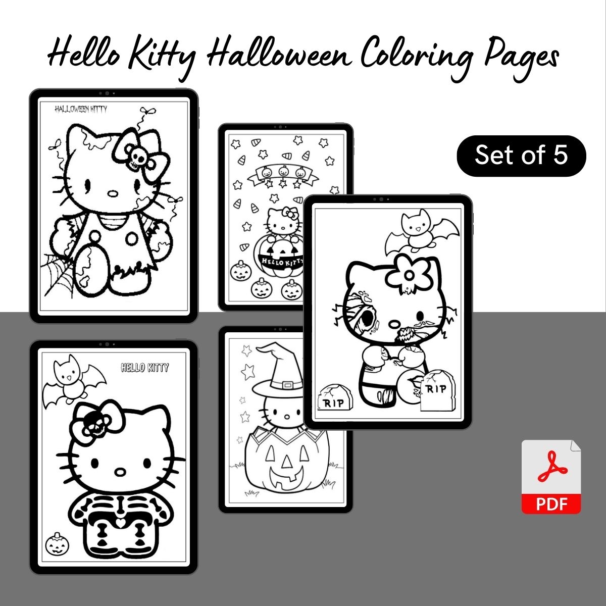hello kitty halloween coloring page