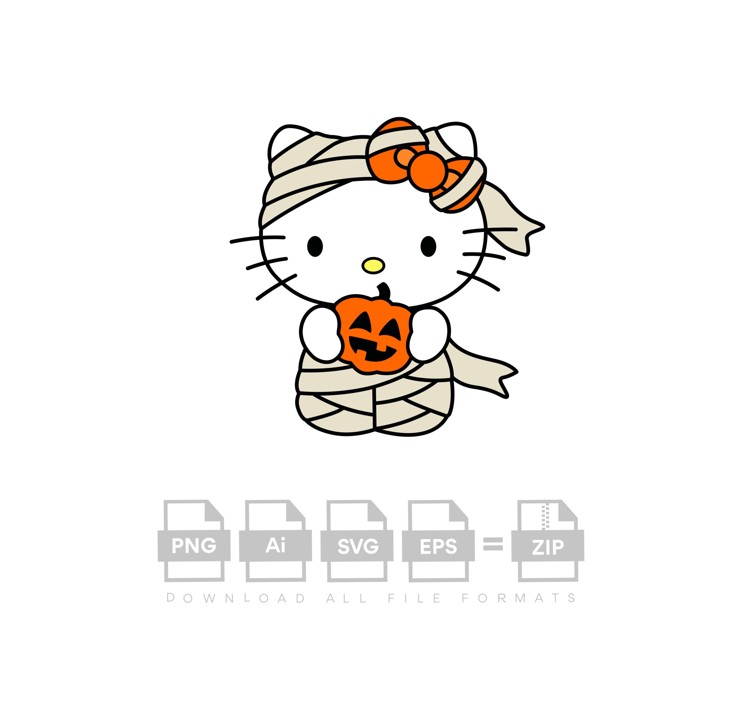 Hello Kitty Mummy Vector Pumpkin Vector Halloween Vector Cut File Cricut Vector Design Shop By AquaDigitizing Hello Kitty Mummy Vector Pumpkin Vector Halloween Vector Cut File Cricut Vector Design Shop By AquaDigitizing