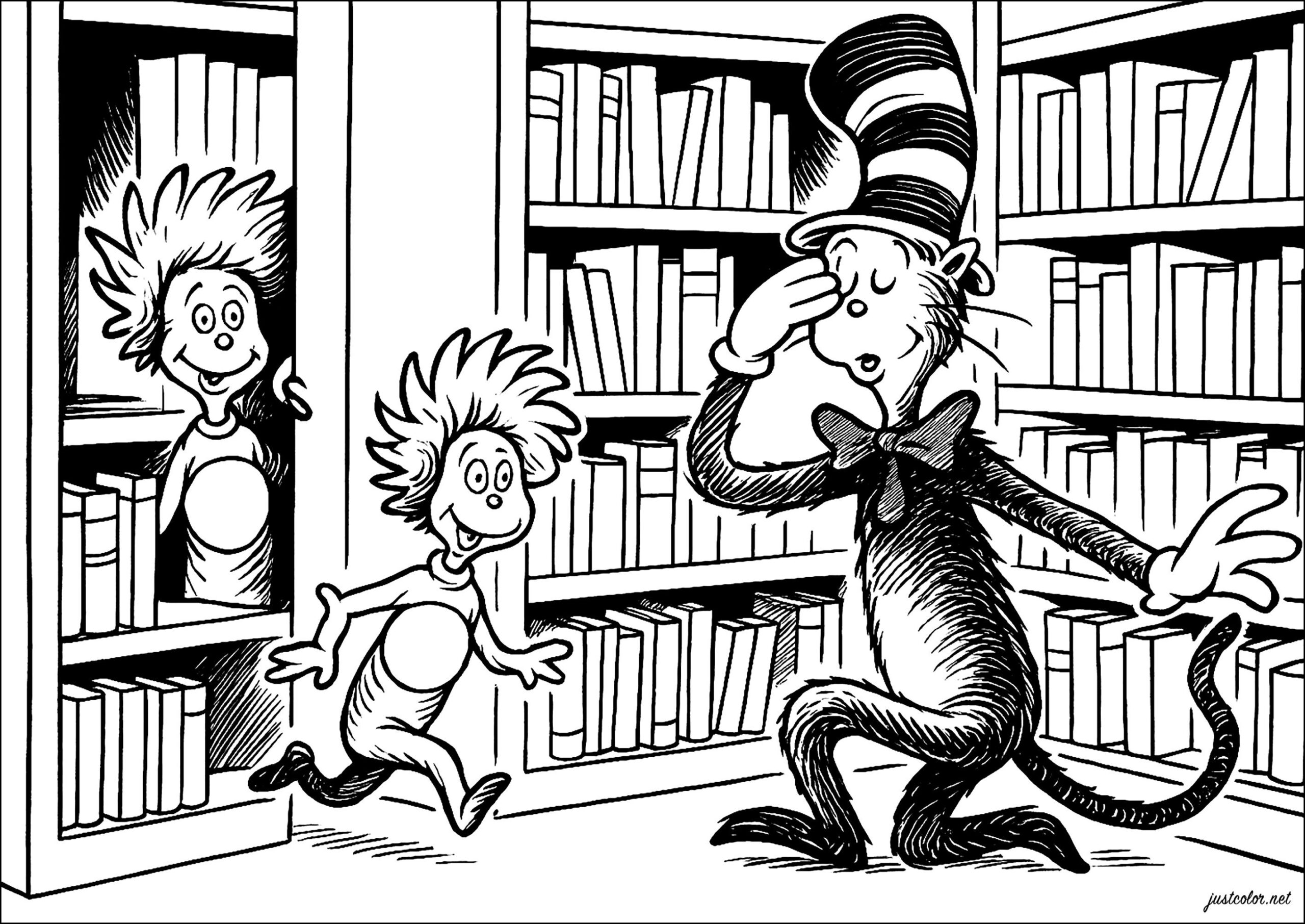 Hide and seek In The Magic Library The Cat In The Hat Coloring Pages Hide and seek In The Magic Library The Cat In The Hat Coloring Pages