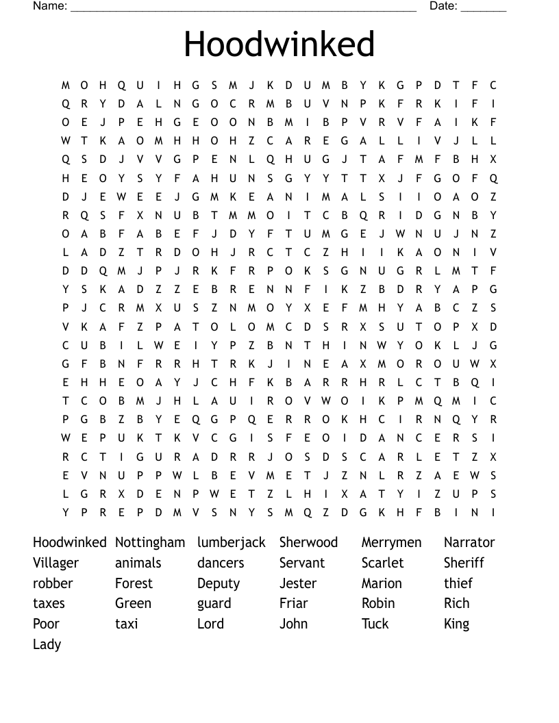 Hoodwinked Word Search WordMint