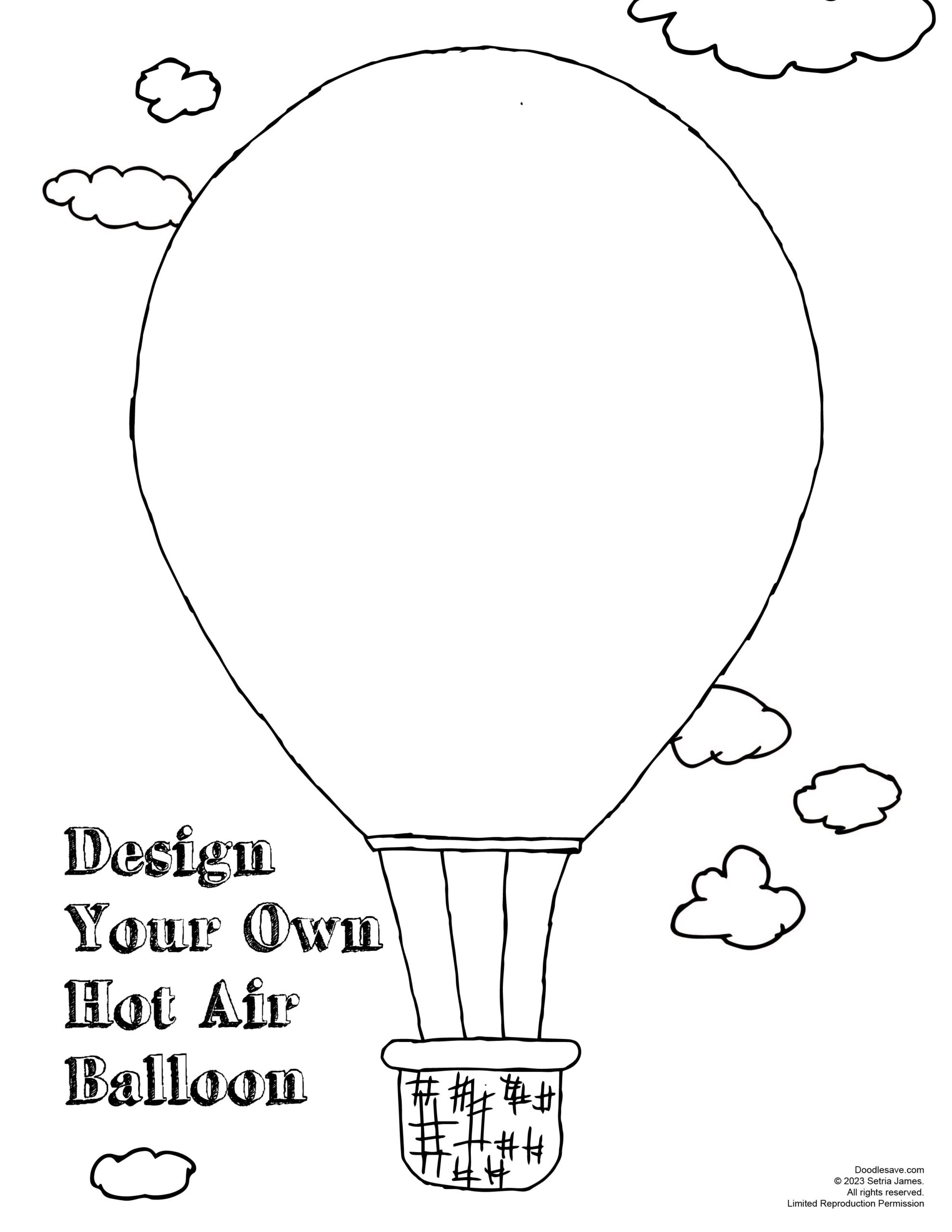 Hot Airbaloon Coloring Sheet Doodles Ave Hot Airbaloon Coloring Sheet Doodles Ave