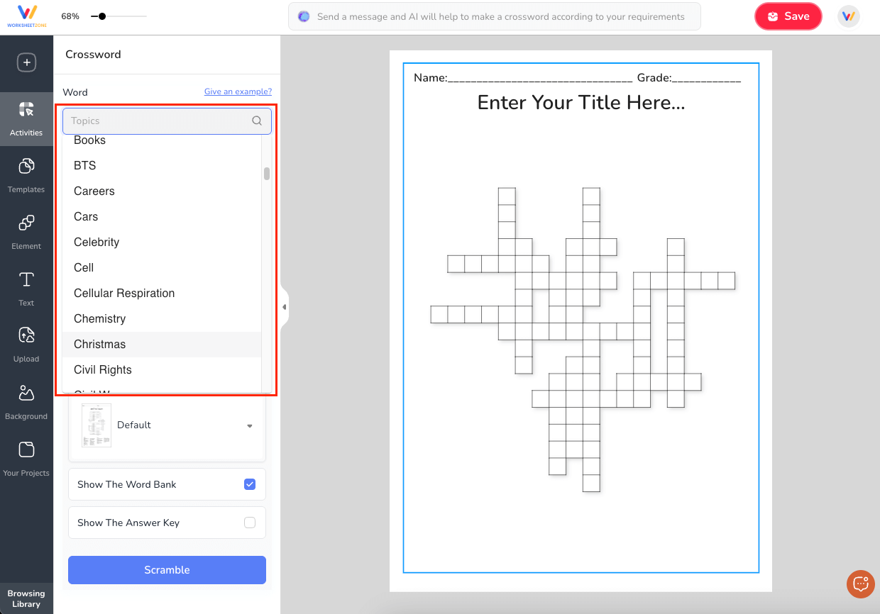 How To Create A Crossword Puzzle On Worksheetzone 