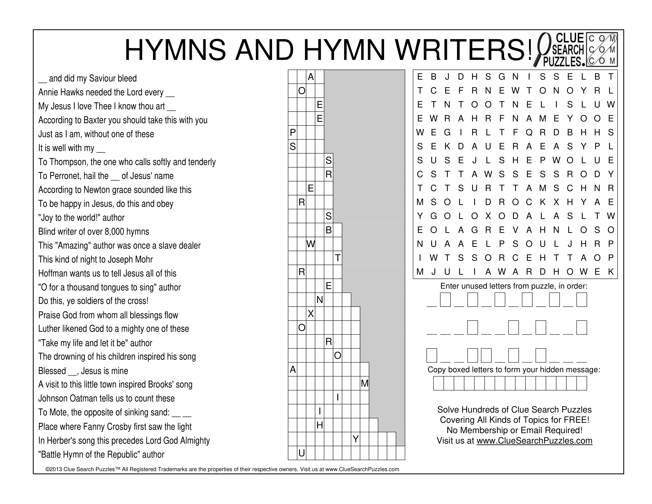HYMNS AND HYMN WRITERS TRIVIA QUIZ HYMNS AND HYMN WRITERS TRIVIA QUIZ