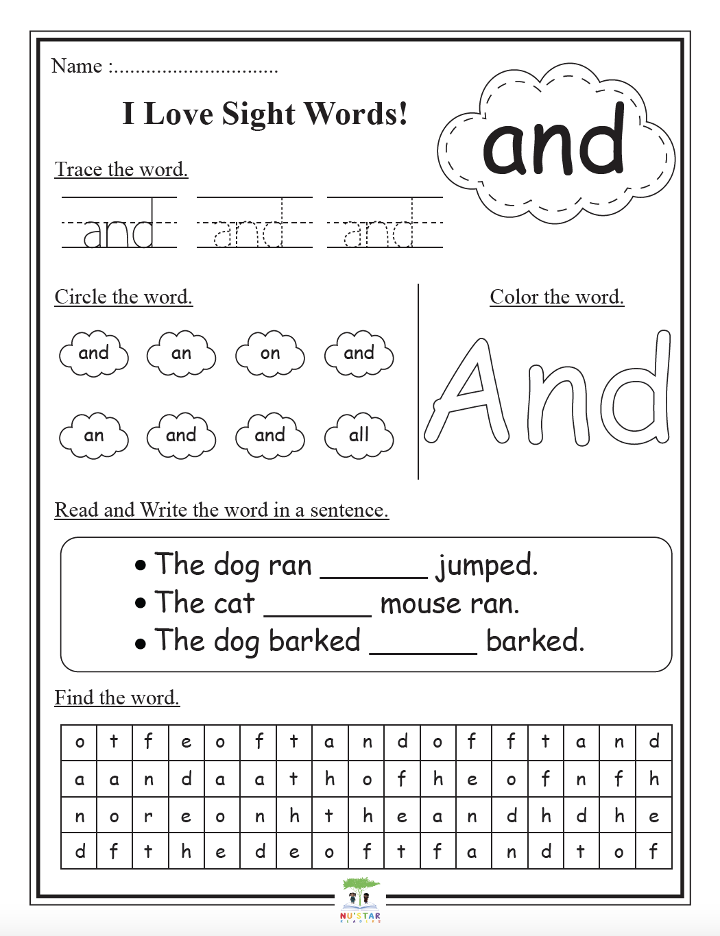 sight word with worksheet sight word with worksheet