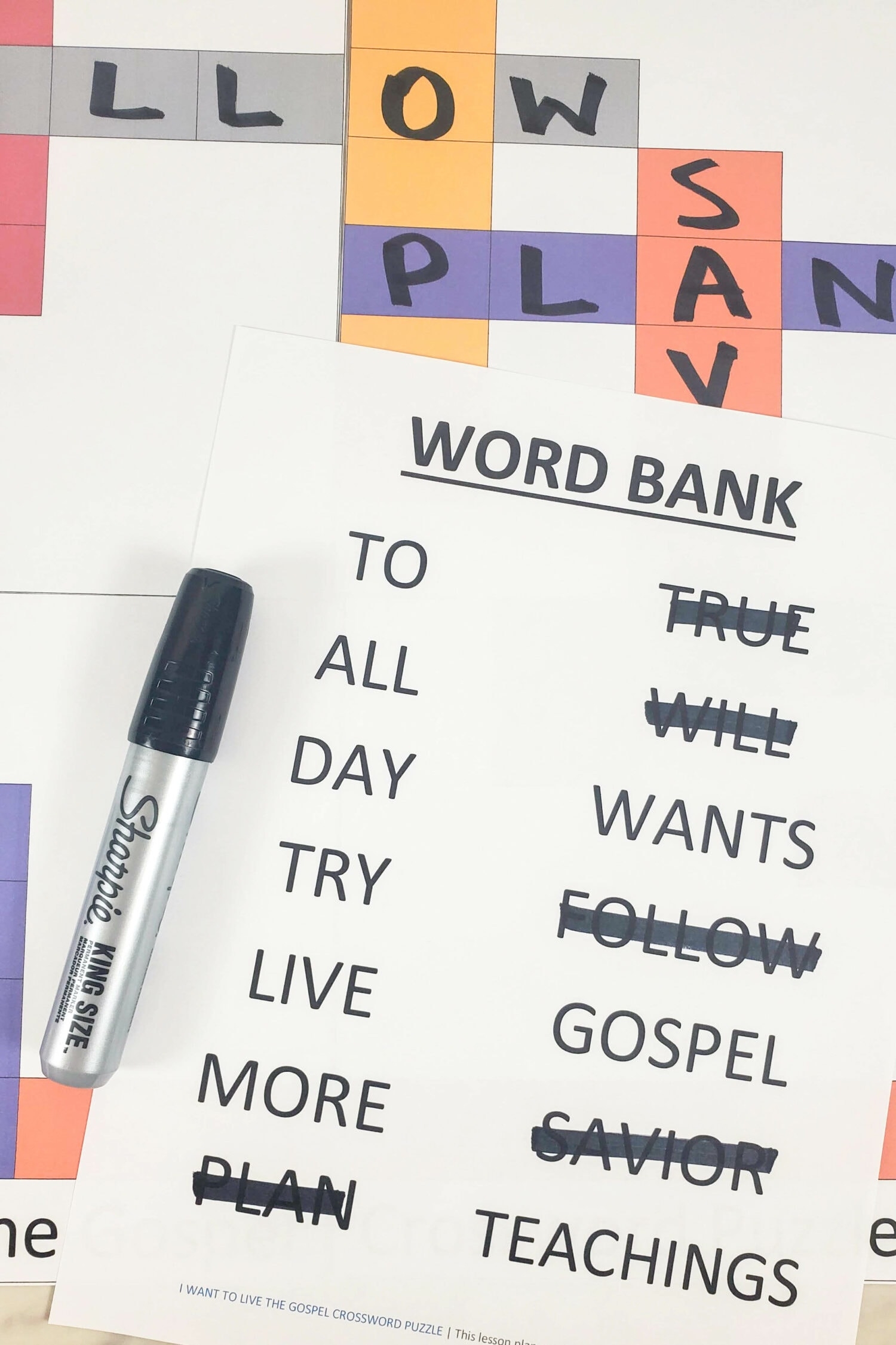 words to live by crossword