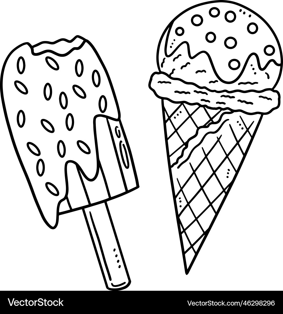 Ice Cream Isolated Coloring Page For Kids Vector Image Ice Cream Isolated Coloring Page For Kids Vector Image