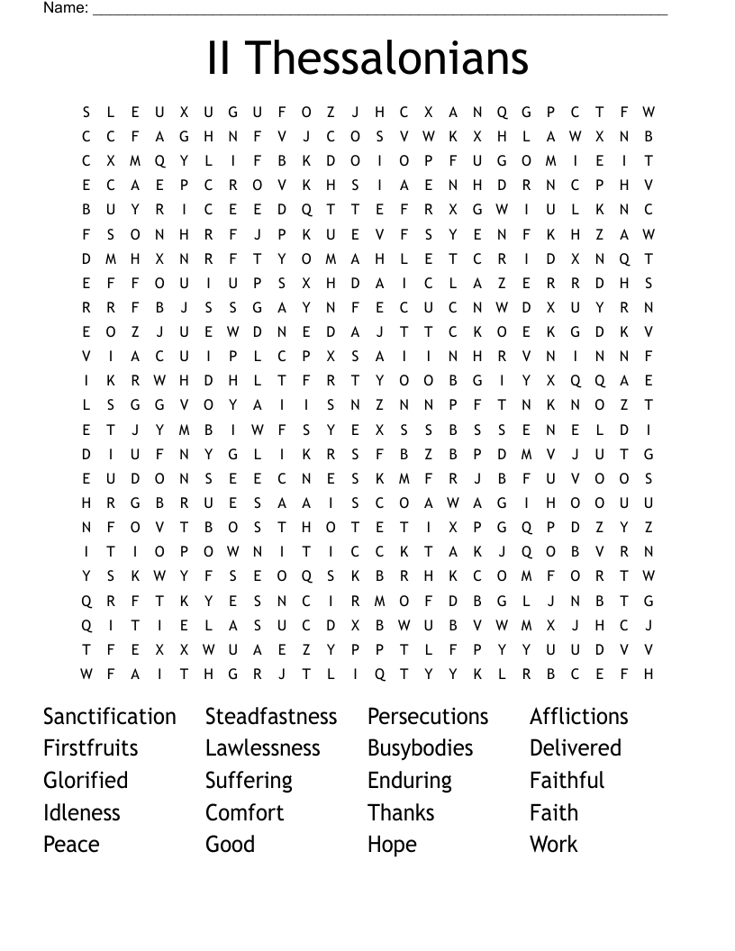 II Thessalonians Word Search WordMint