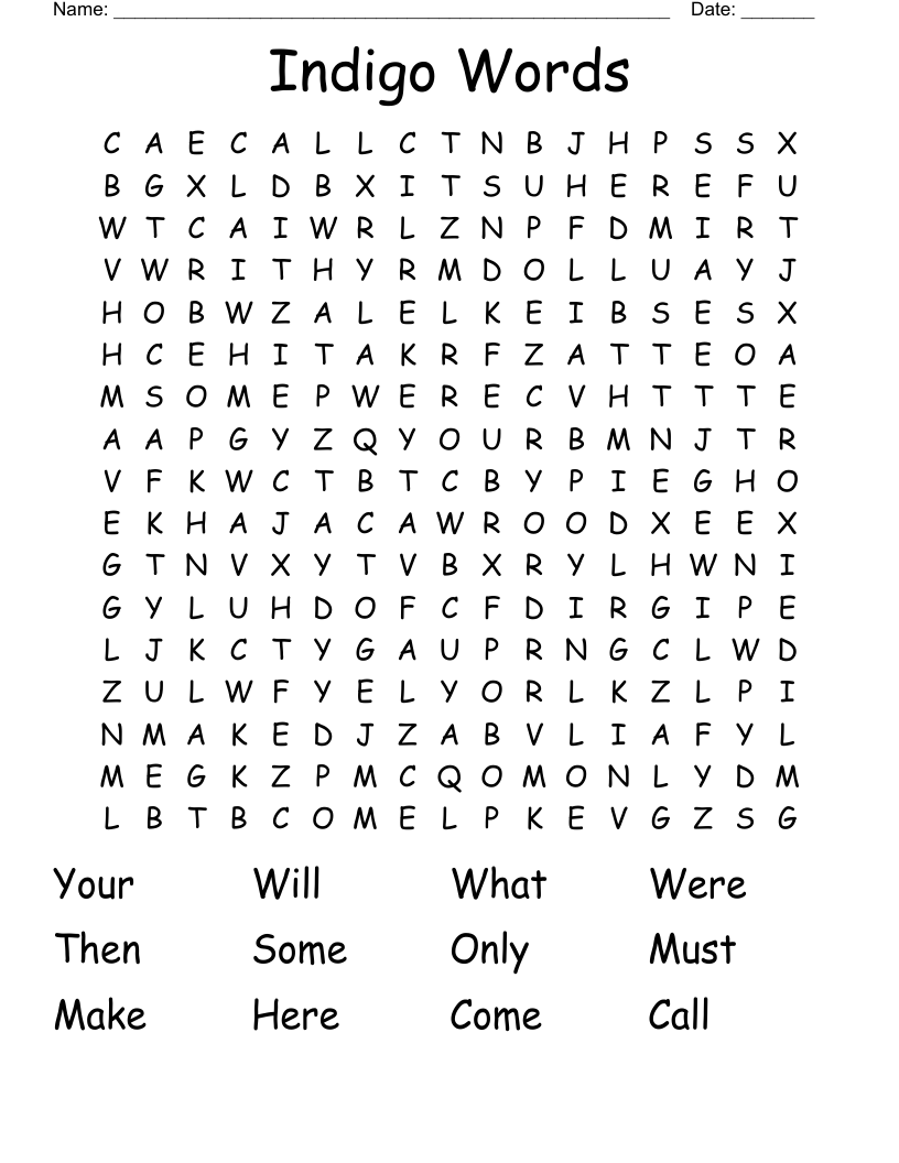 Indigo Words Word Search WordMint Indigo Words Word Search WordMint