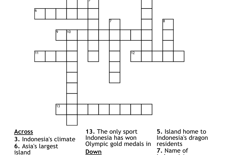 Indonesian Island Crossword