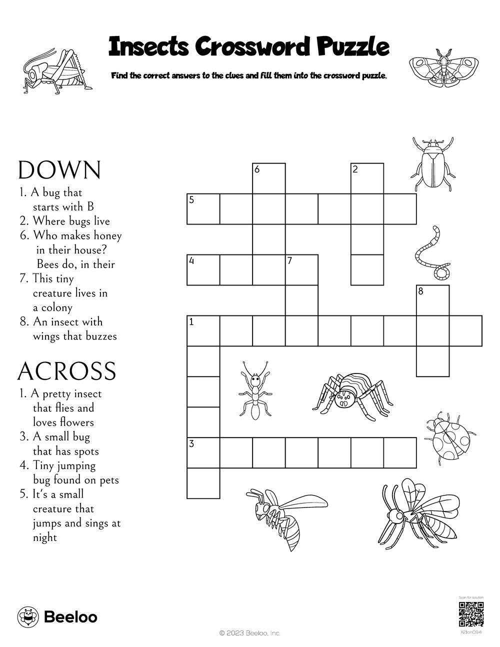 Insects Crossword Puzzle Beeloo Printable Crafts And Activities For Kids Insects Crossword Puzzle Beeloo Printable Crafts And Activities For Kids