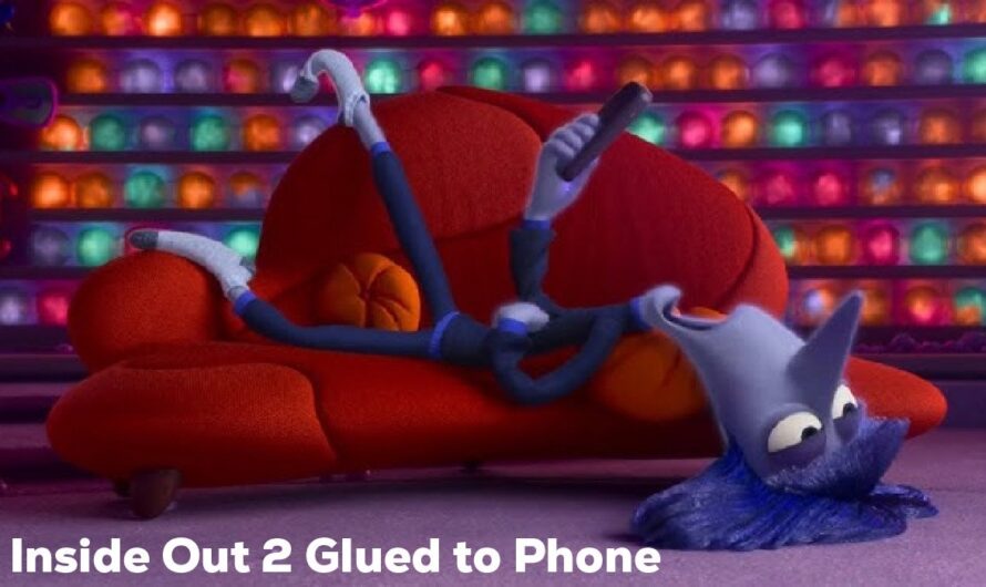 Inside Out Emotion Glued To Phone