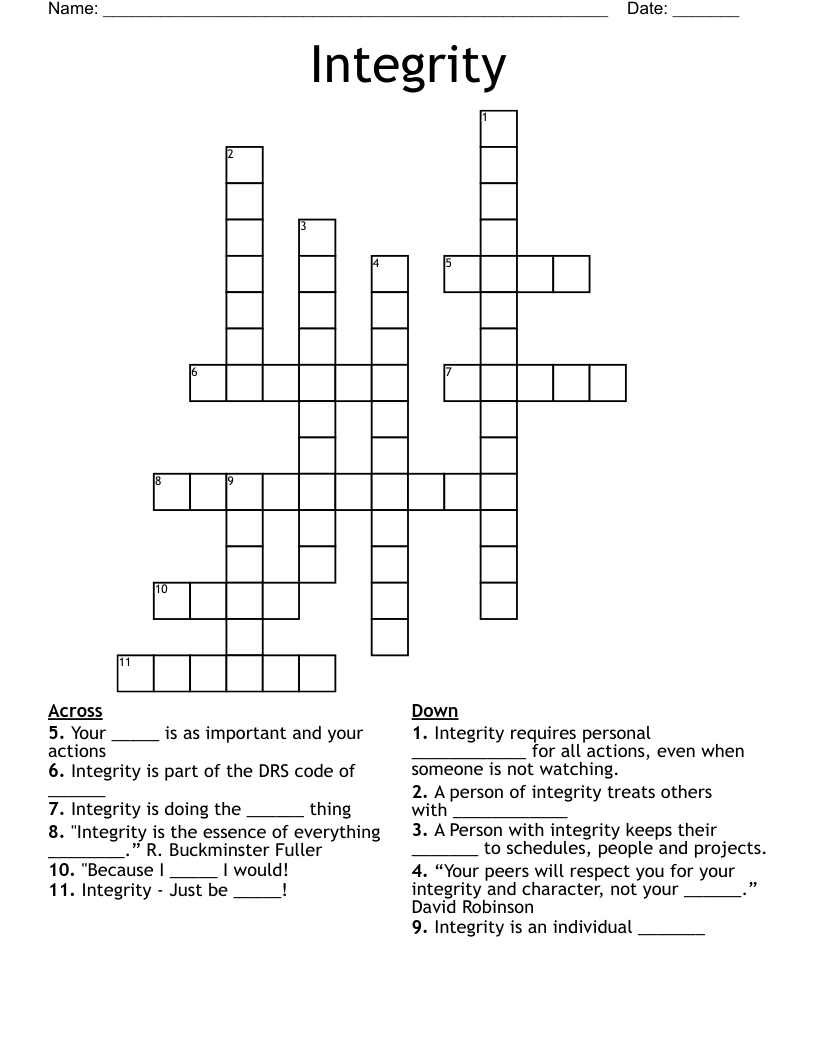 Integrity Crossword WordMint Integrity Crossword WordMint